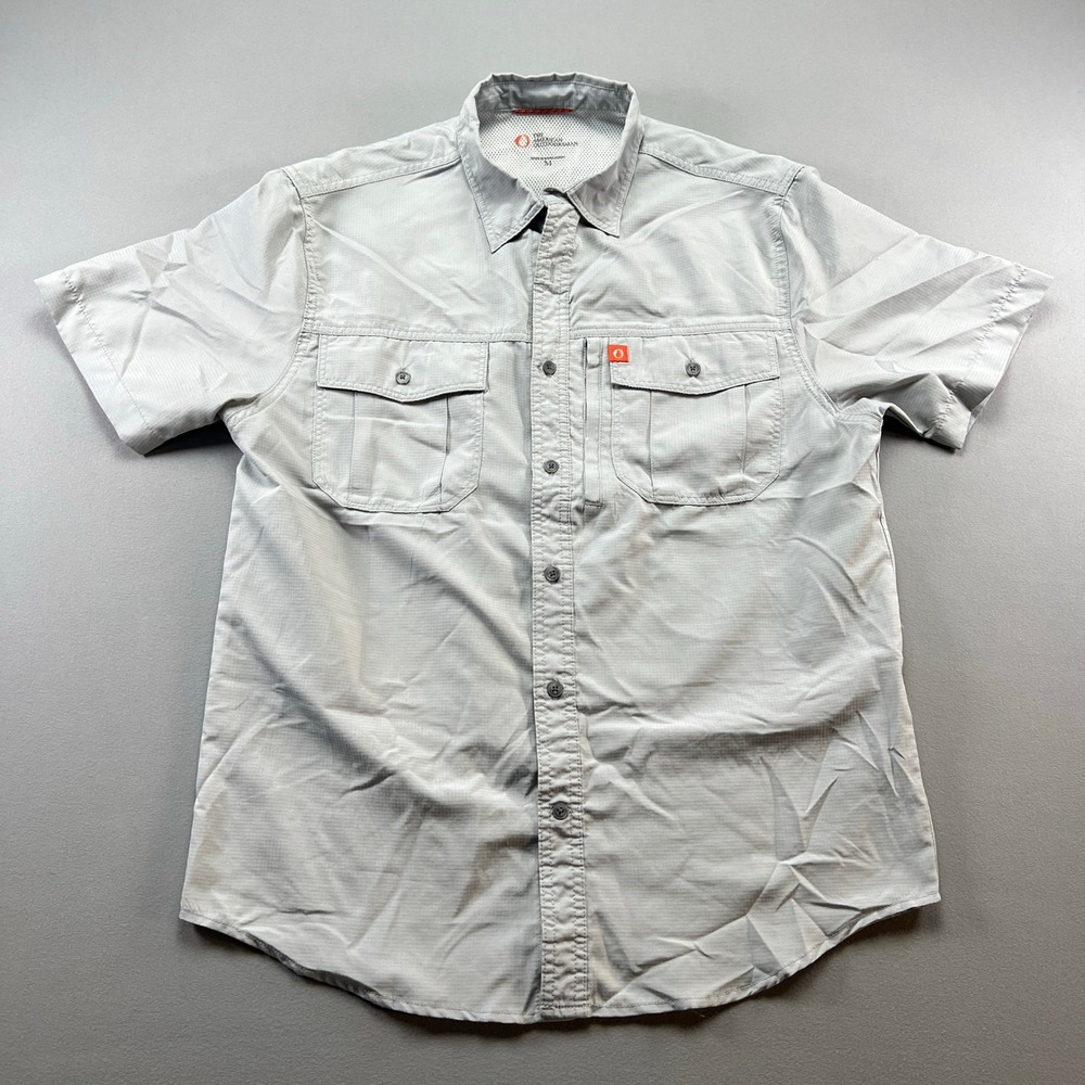 The American Outdoorsman Shirt Mens M Sage Green Grid Check Pleated Button Up